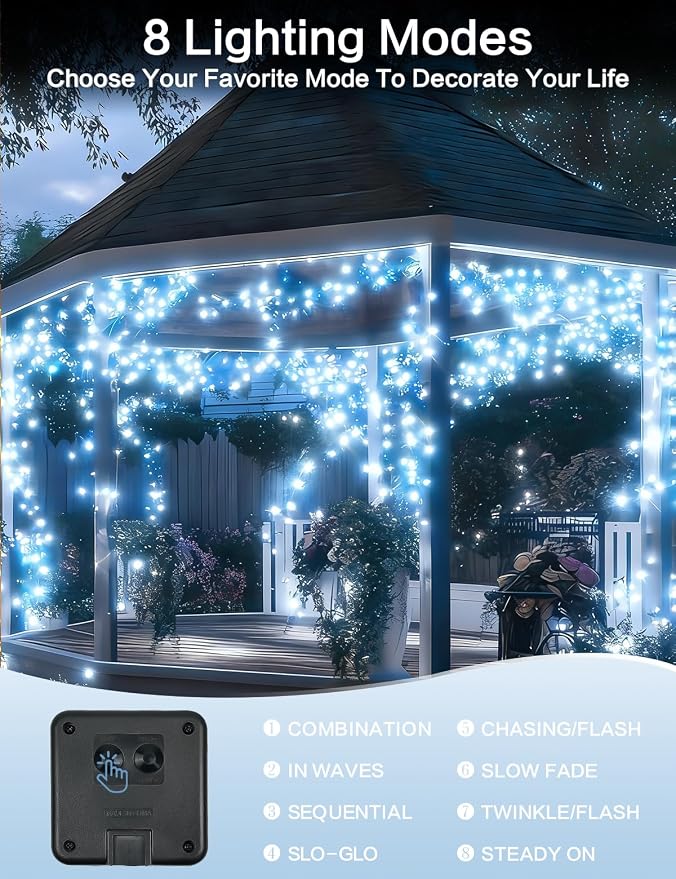 Solar String Lights Outdoor, Upgraded 2-Pack 80FT 200 LED Solar Twinkle Light - Image 5