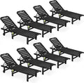 SERWALL Outdoor Chaise Lounge Set of 8, HDPE Pool Lounge Chairs by SERWALL
