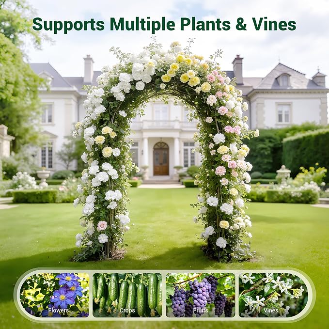 Miory Garden Arch Trellis for Climbing Plants, 1.3 x 7.9ft Metal Pumpkin - Image 4