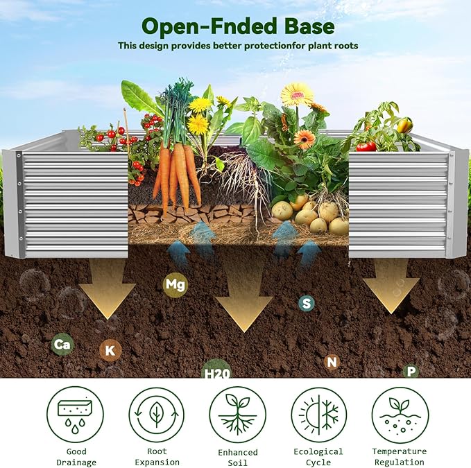 3 Pack 8x4FT Raised Beds for Gardening, Corrugated Galvanized Steel Raised - Image 5