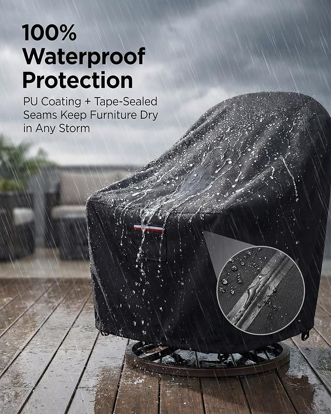 Waterproof Patio Chair Covers, 33W x 35D x 36H inches Heavy Duty Outdoor - Image 6