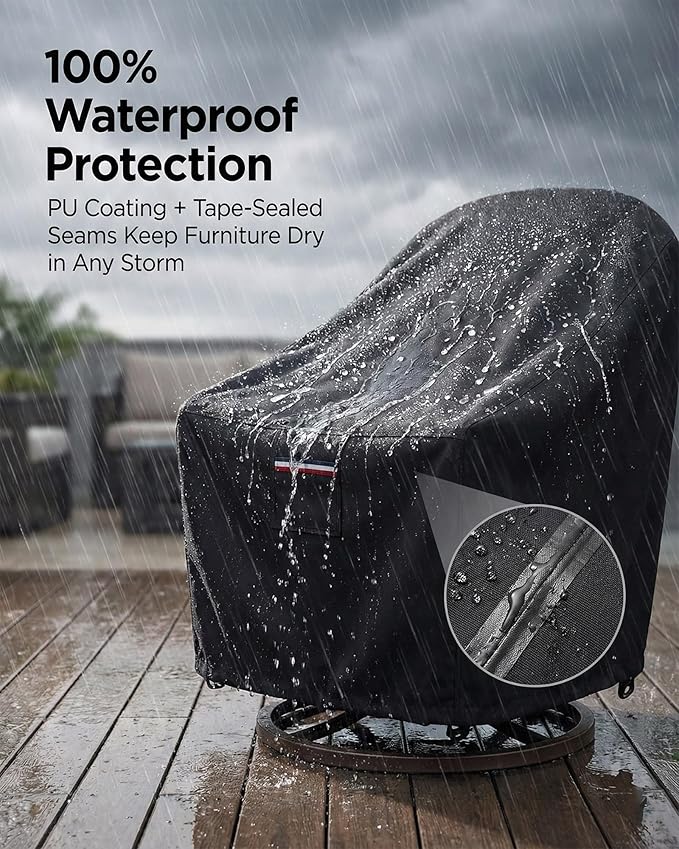 Waterproof Patio Chair Covers, 35W x 37D x 36H inches Heavy Duty Outdoor - Image 6