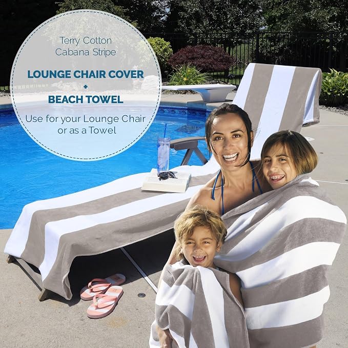 Superior Cabana Cotton Lounge Chair Cover, Outdoor Towel/Chaise Furniture Covers - Image 9