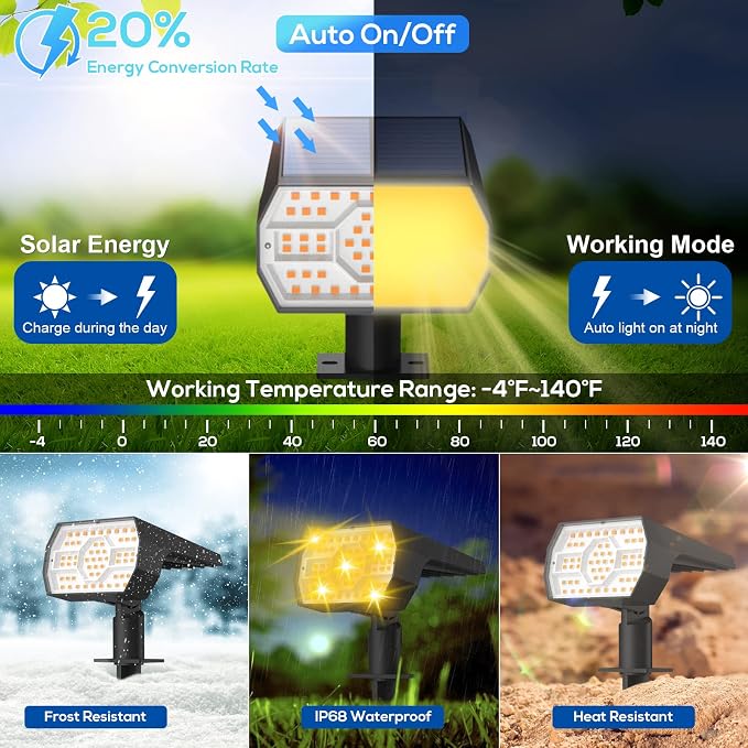 NYMPHY Solar Lights Outdoor Waterproof IP68, 56 LED 3 Lighting Modes Solar - Image 3