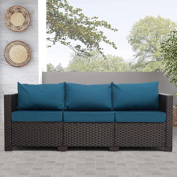 Outdoor Furniture Wicker Outdoor Couch Patio Furniture 3-seat Sofa Deep Seat by Unknown