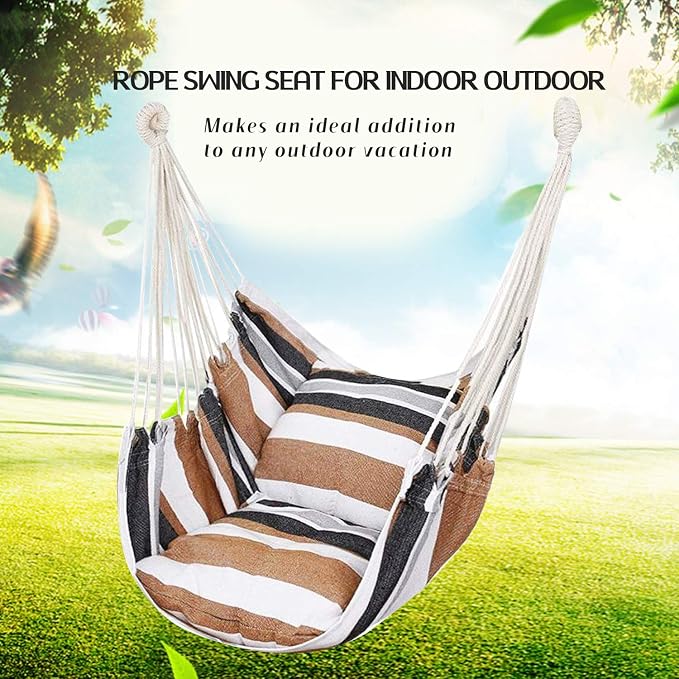 Hommtina Hammock Chair Hanging Rope Swing, Max 300 Lbs Hanging Chair - Image 3