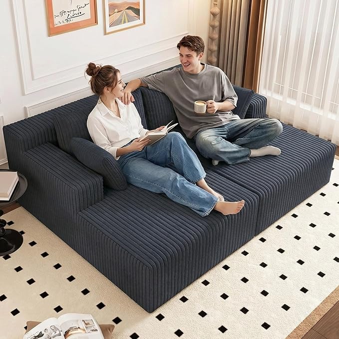 ODUWA Oversized Double Chaise Lounges Indoor, Upholstered Boneless Cloud by ODUWA