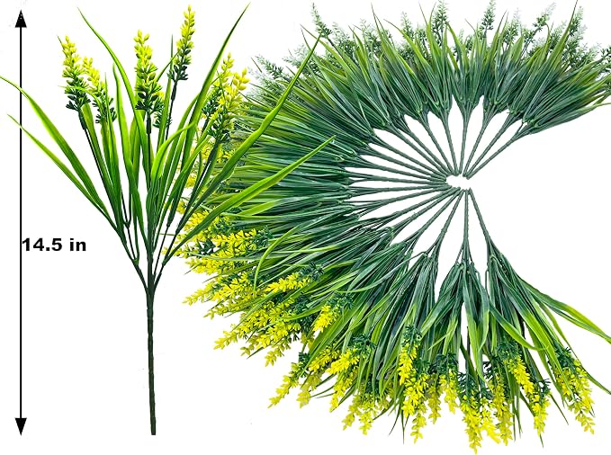 Artificial Plants Outdoor, Lavender Artificial Flowers Plastic Fake Faux - Image 3