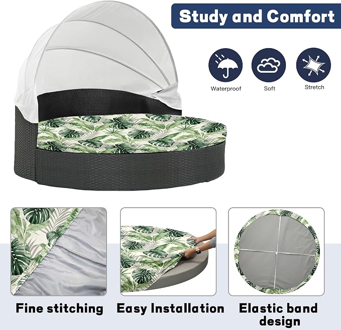 Round Cushion Covers with Attached Pillowcase, Elastic Fabric, 66 inch Diameter - Image 4