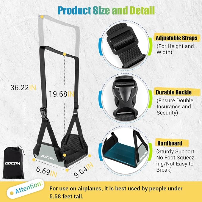 2-Pack Foot Hammock for Plane Travel, No Collapse Thickened Bamboo Airplane - Image 4