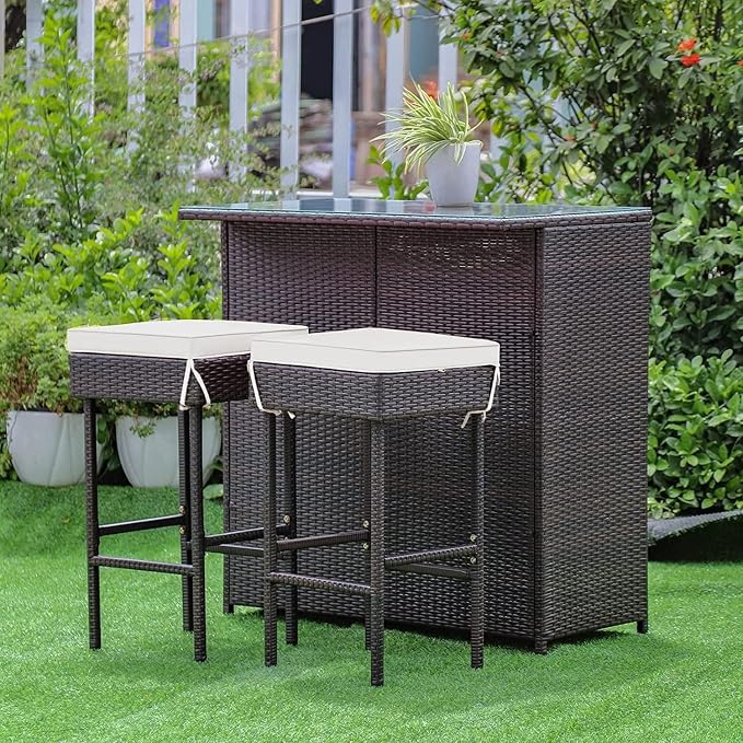 HAPPYGRILL 3 Pieces Patio Bar Set - Image 3