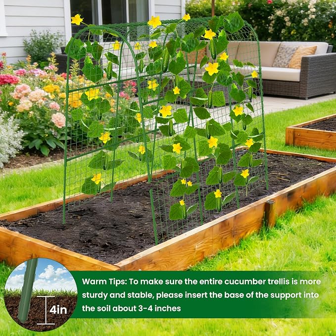Cucumber Trellis for Raised Bed 48" L x 48" H U-Shape Garden Trellis for - Image 4