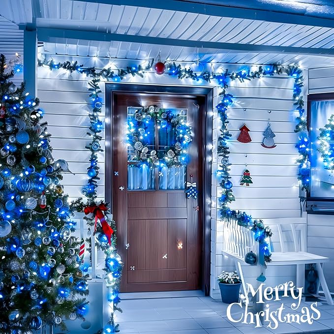 JMEXSUSS Blue and White String Lights Outdoor Indoor, 200 LED Christmas String - Image 6