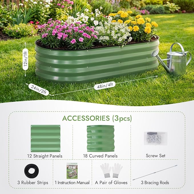 INNO STAGE 3Pcs Galvanized Raised Garden Bed Kit, Outdoor Metal Raised Garden - Image 6