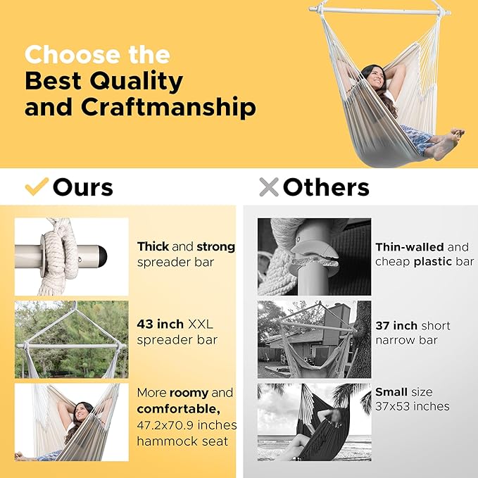 ADVOKAIR Hammock Chair Hanging Chair Rope Swing XXL - Image 3