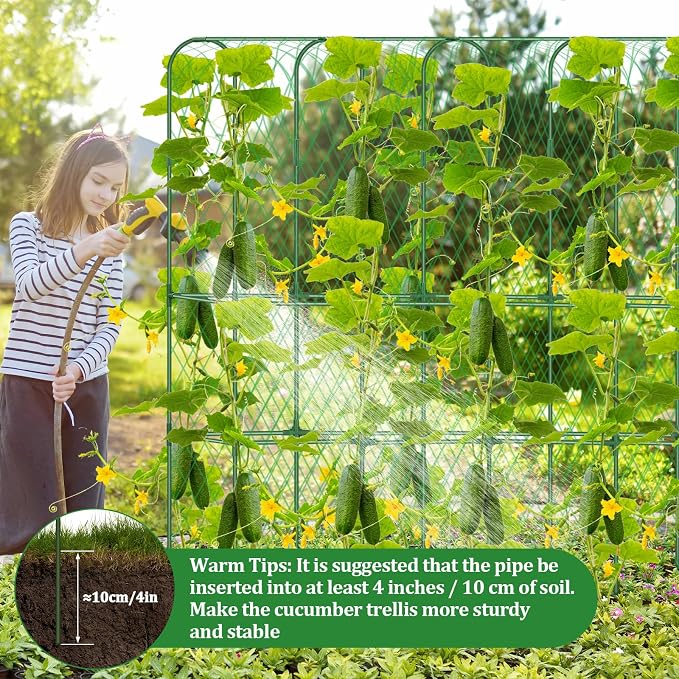 Cucumber Trellis for Raised Bed 5.4x5.5ft U-Shape Adjust Metal Garden Trellis - Image 3