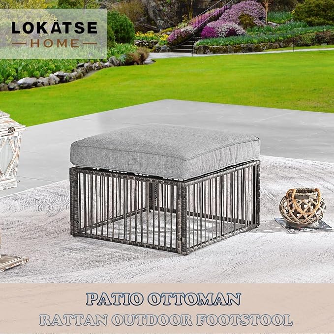 LOKATSE Home Patio Footstool Outdoor Ottoman - Image 5
