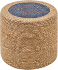 Handwoven Ottoman Pouf, Natural Seagrass Footstool, Round Braided Outdoor Seat by LGENHOOMHandwovenNaturalWaterHyacinthBasket