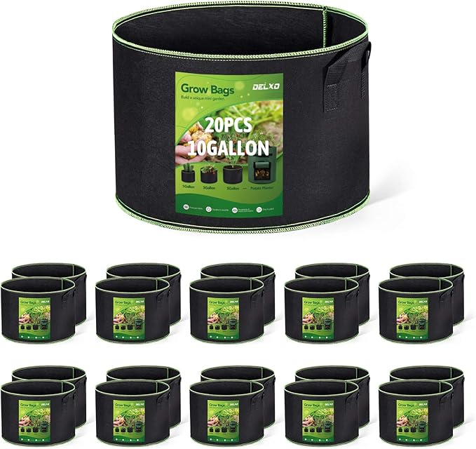 Delxo 20-Pack 10 Gallon Heavy Duty Aeration Thickened Nonwoven Fabric Pots by Delxo