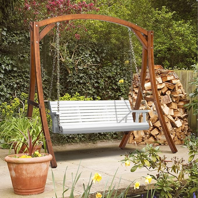 VINGLI Upgraded Patio Wooden Porch Swing - Image 7