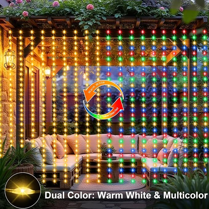 ZAIYW Curtain Lights 600 LED 20Ftx10Ft, Dual Color Changing Curtain Fairy Light - Image 2