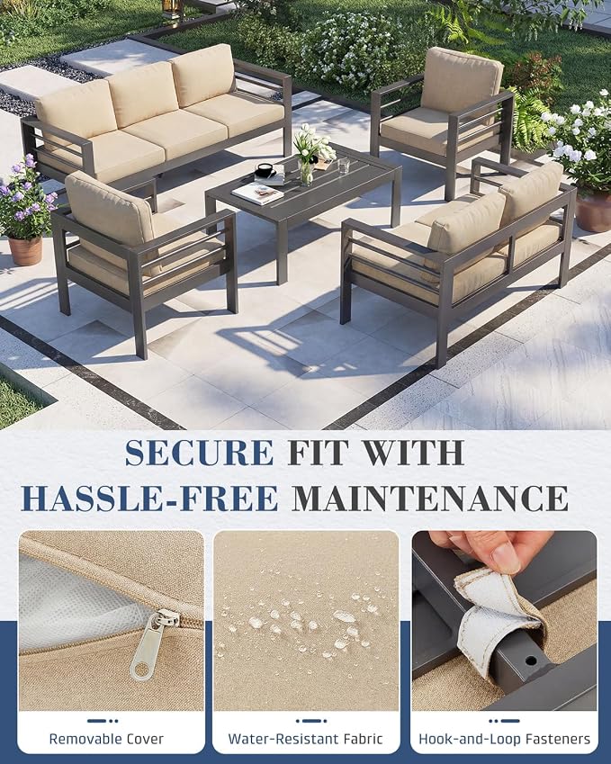 AECOJOY Aluminum Patio Furniture Set, 7 Seats Modern Outdoor Furniture - Image 4