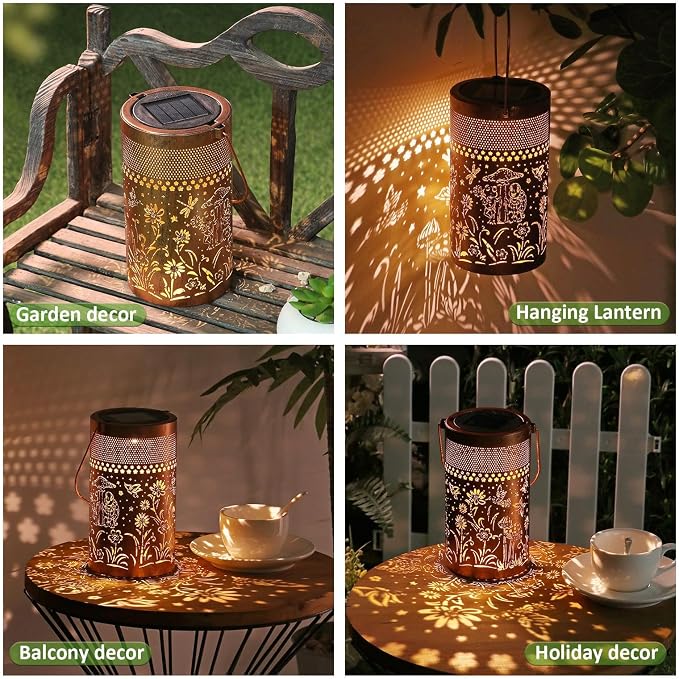 Solar Lantern Outdoor Waterproof, Metal Butterfly, Hummingbirds, Dragonflies - Image 6