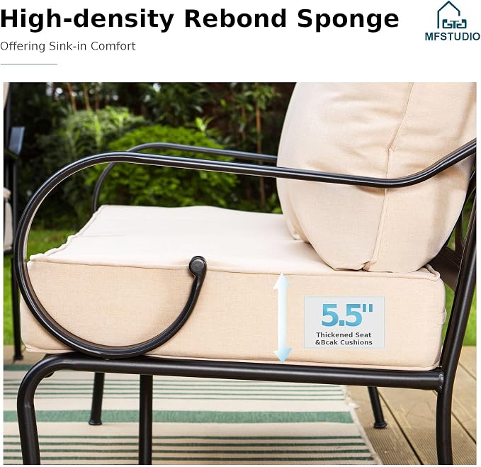 MFSTUDIO 7 Seats Large Metal Patio Conversation Sets, 6 Pieces Outdoor - Image 3