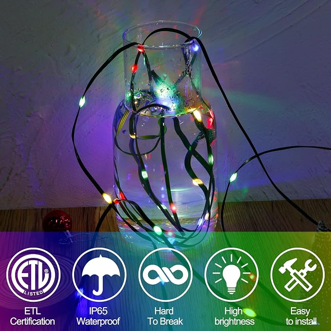 WATERGLIDE Extra Long 328 FT Fairy String Lights, 1000 LED Outdoor Green Wire - Image 3