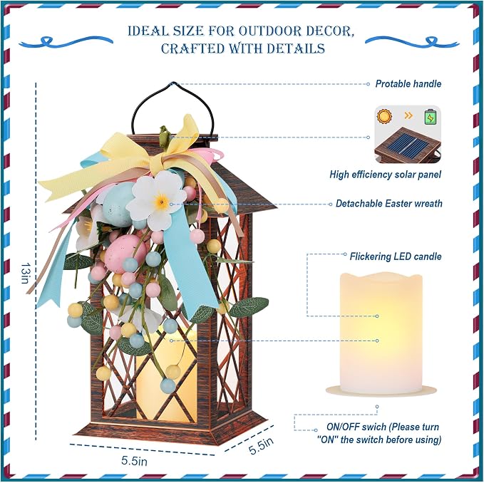 Easter Solar Lanterns Outdoor Waterproof, Hanging Spring and Easter Lantern - Image 2