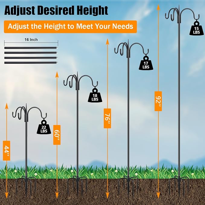 FEED GARDEN [Upgrade Version 92 Inch Three Shepherd Hooks - Image 3