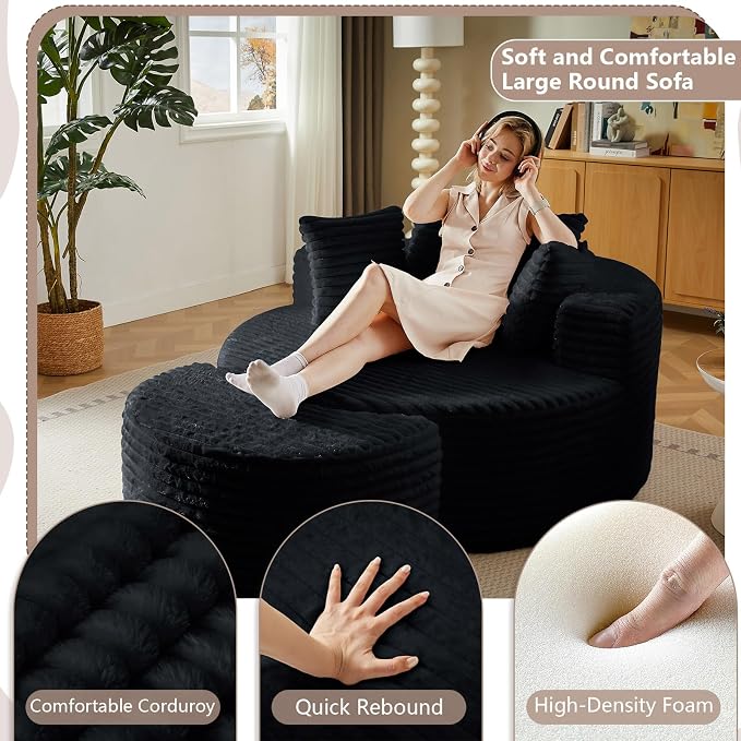 74.6" Oversized Round Chaise Lounge Chair - Image 5