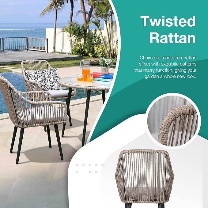 Patiorama 5-Piece Patio Dining Set, Outdoor Dining Table Chair Set, All-Weather - Image 4