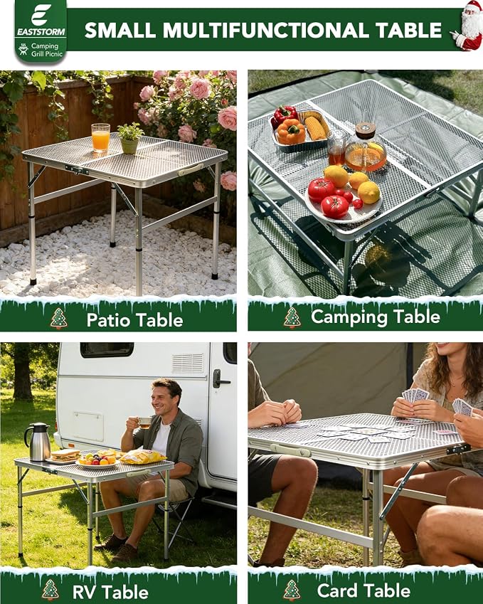 Square Folding Card Table with Adjustable Height, Patio & Indoor Use, Fits 2–4 - Image 8