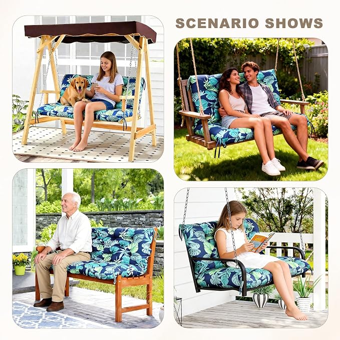 Porch Swing Cushion with Backrest, Waterproof Bench Cushion - Image 7