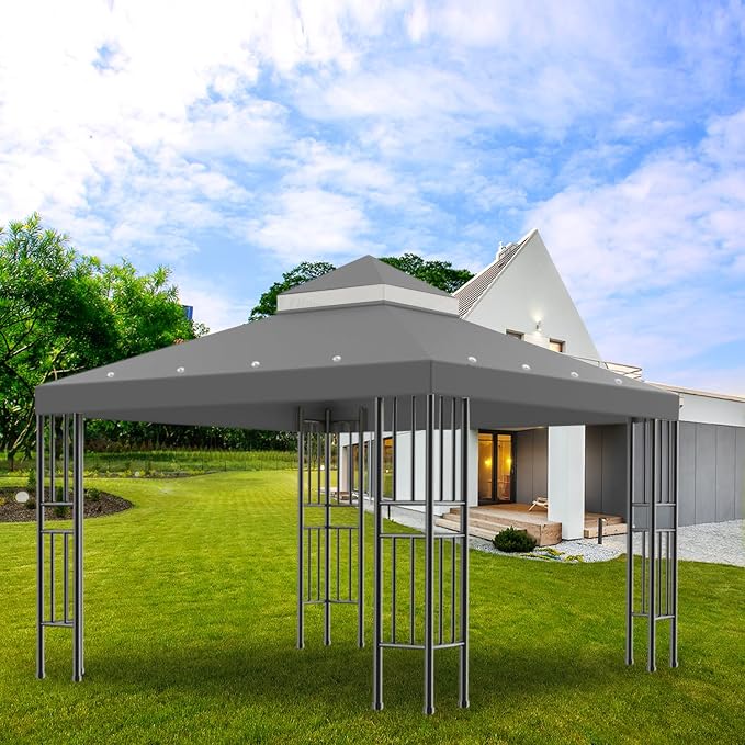 Sumfaller 10x10 FT Gazebo Replacement Canopy Top Cover Double Tiered Canopy Top - Image 3