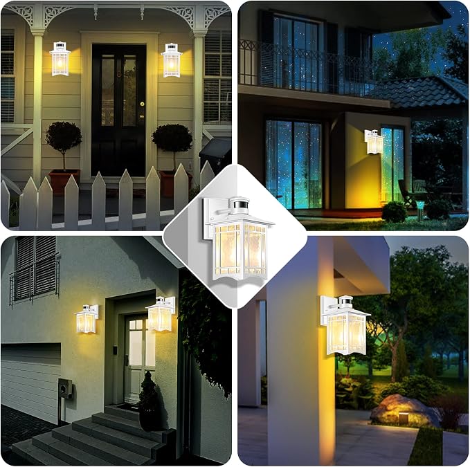 Motion Sensor Outdoor Wall Lights White Dusk to Dawn Light Fixture - Image 7