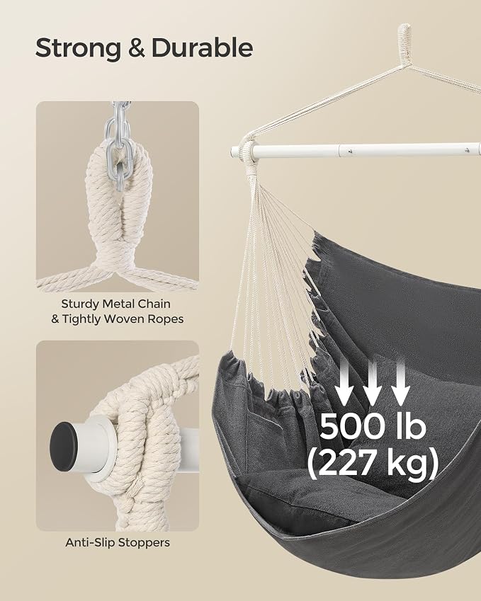 SONGMICS Hammock Chair, Load Capacity 500 lb, Hanging Chair - Image 4