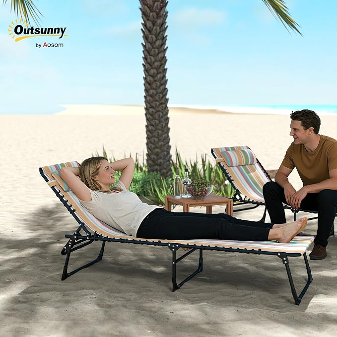 Outsunny Folding Chaise Lounge Chair, Patio Sun Tanning Chair, Outdoor Chaise - Image 2