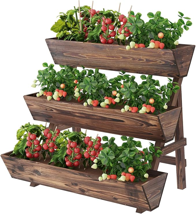 3-Tier Wooden Vertical Raised Garden Bed by PULIJIAJU