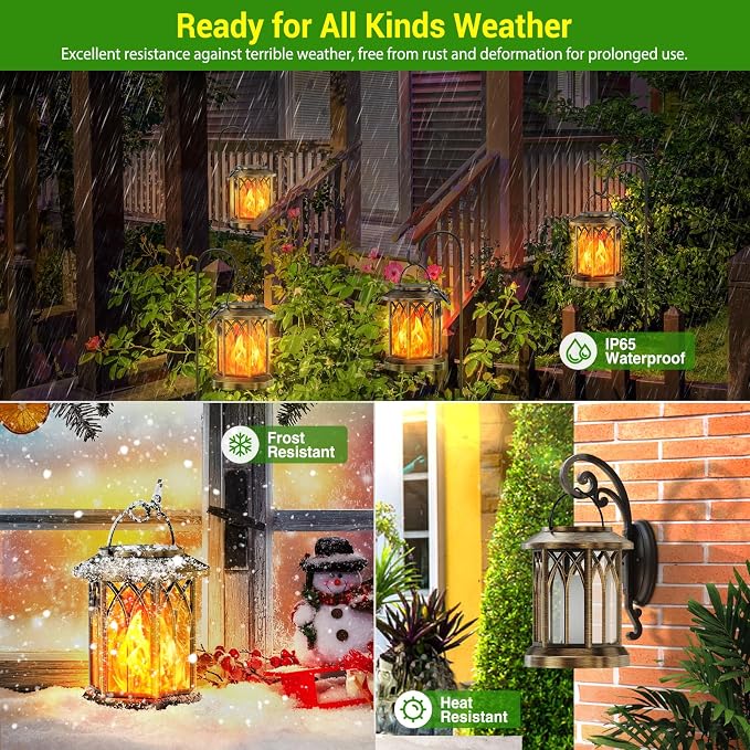 KOOPER 2 Pack Solar Lanterns Outdoor Waterproof, Upgraded Flickering Flame - Image 3