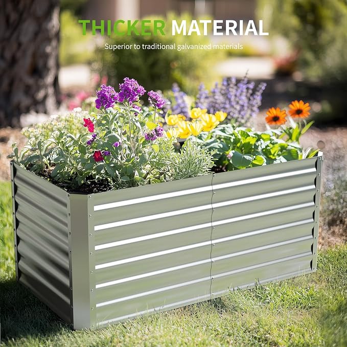 4X2X2ft Galvanized Raised Garden Bed, Outdoor Planter Box Metal Patio Kit - Image 5