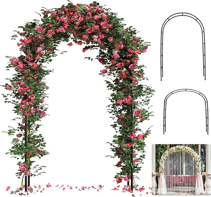 Thickened 0.7mm Tube Garden Arch Trellis, 4.6 * 7.8 or 6.4 * 7.5Ft, Metal by ROOLLYApampasgrass