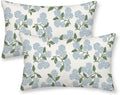 Spring Pillow Covers 12x20 Inch 2 Pcs Blue Green Hydrangea Flower Decor Throw by DAFENA