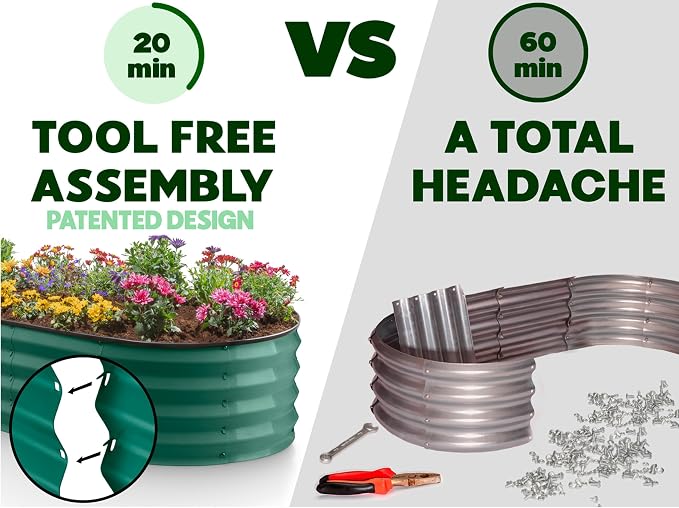 Plant & Plot Galvanized Raised Garden Beds Outdoor // 4×2×1 ft Planter Raised - Image 2