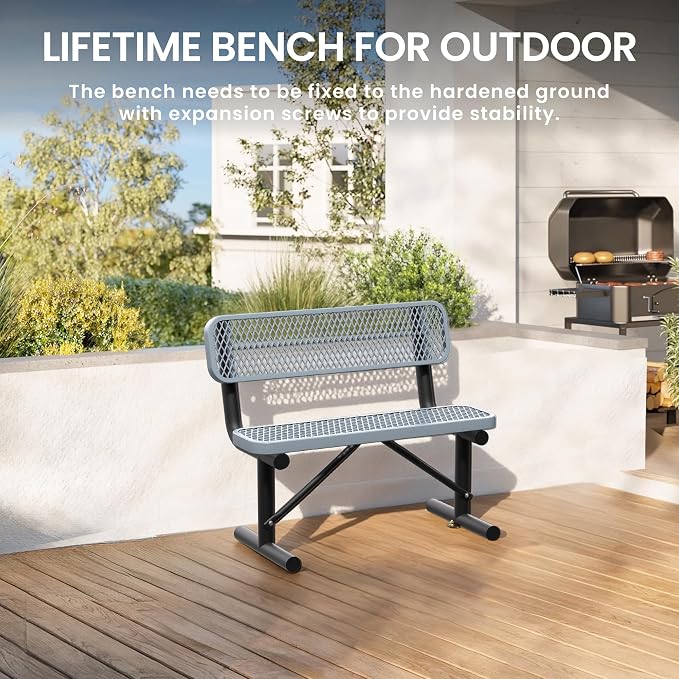 4 Feet Steel Park Bench for Outside, Outdoor Bench - Image 5