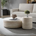 Round Coffee Table Set of 2 for Living Room Modern Drum Center Table Circle by JURMALYN