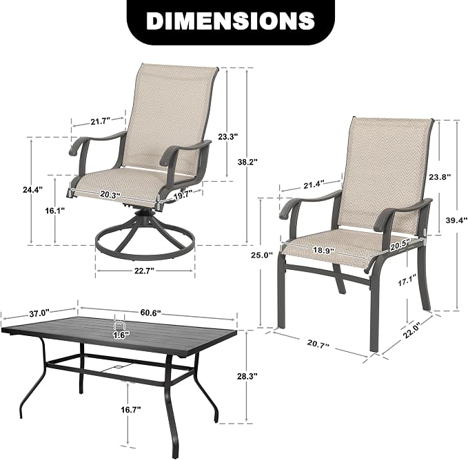 NUU GARDEN 7-Piece Outdoor Dining Table Set, All Weather Table - Image 2
