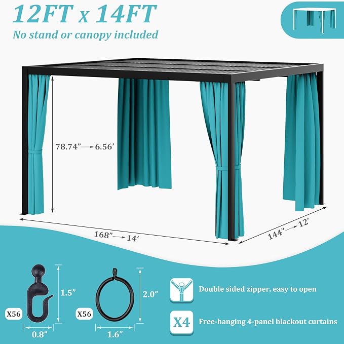 Gazebo Universal Replacement Privacy Curtain, 4-Panels Sidewall Curtains - Image 2