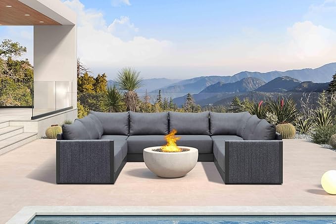 PURPLE LEAF Patio Furniture Set 8 Pieces Outdoor Conversation Sets PP Rope by PURPLELEAF